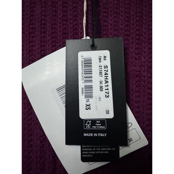 NWT Dsquared2 Ripped Distressed Magenta Wool Sweater Size XS (S-M) Runs BIG - Picture 12 of 13